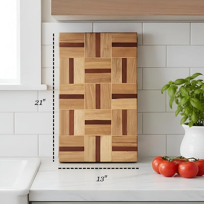 Tabla cortar madera caoba y roble 21x13pulg reversible