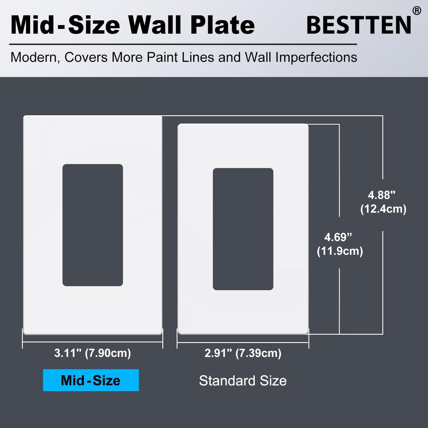 Placa pared decorativa sin S 4.88x3.11pulg blanco nieve