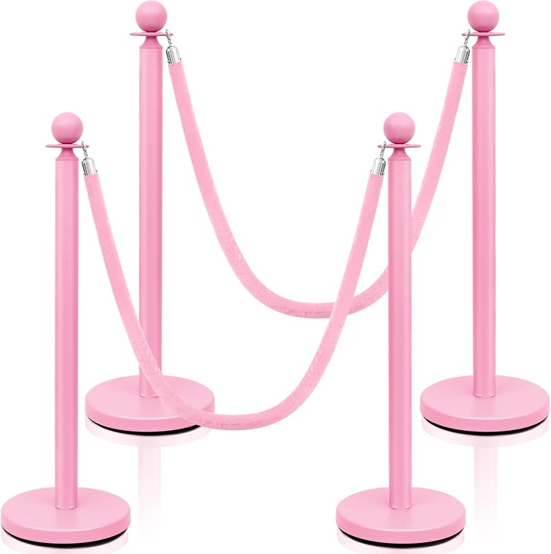 4 Postes Acero Inox Cuerdas Terciopelo 5ft para Bodas