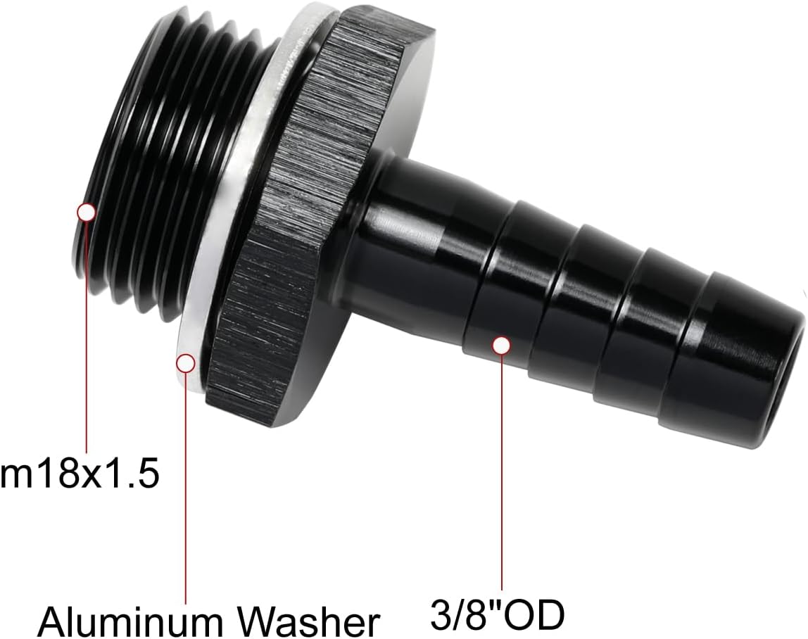 Adaptador M18x1.5 a 3/8 manguera bomba combustible aluminio