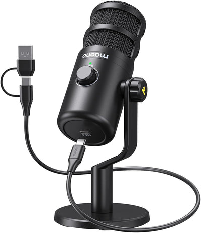 Micrófono dinámico USB para podcast con botón ganancia