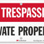 Letrero No Trespassing aluminio 6x12pulg