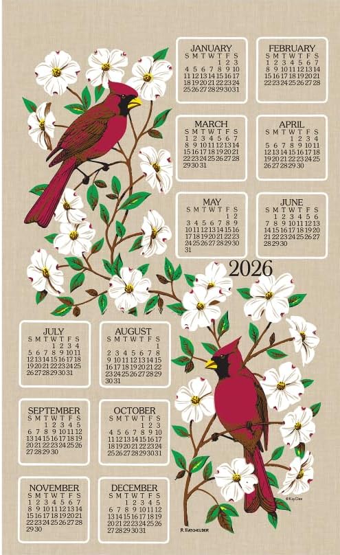 Toalla calendario 2026 paño cocina cornejo cardenal