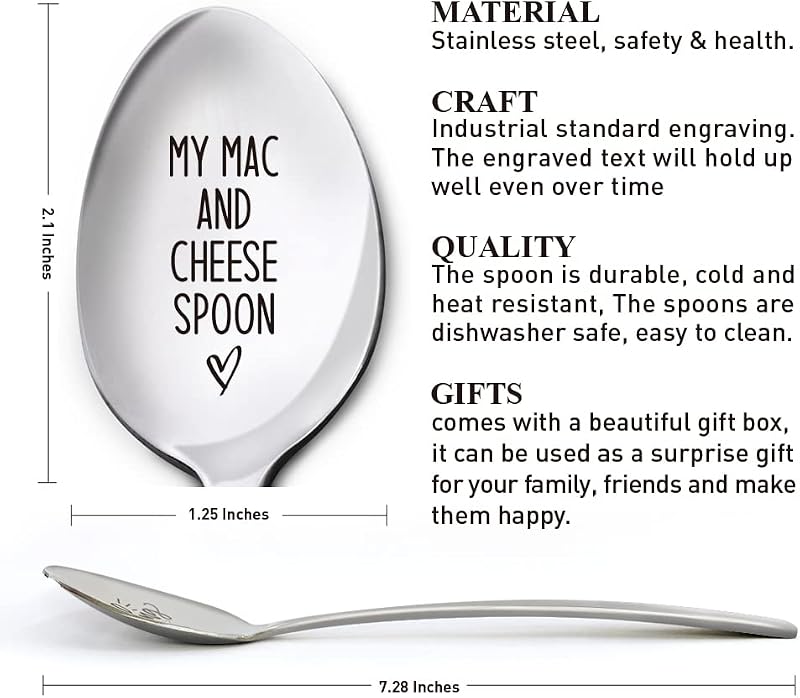 Cuchara regalo grabada para amantes de macarrones y queso