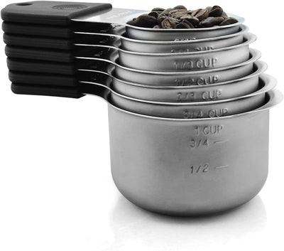 Set 7 Pzas Tazas Medidoras Acero Inox 18/8 Apilables