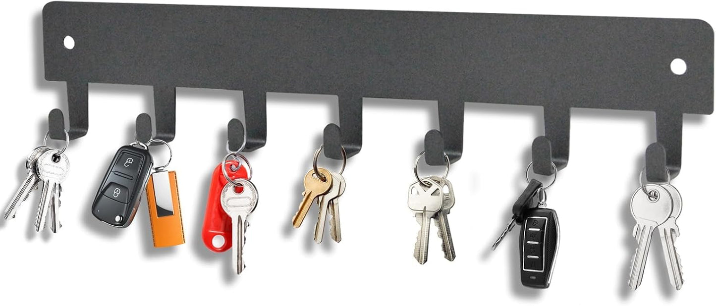Soporte llaves pared 7 ganchos autoadhesivo gris