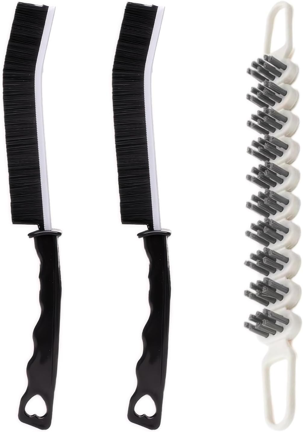 Cepillo hendiduras cerdas duras baño cocina 3uds negro blanco