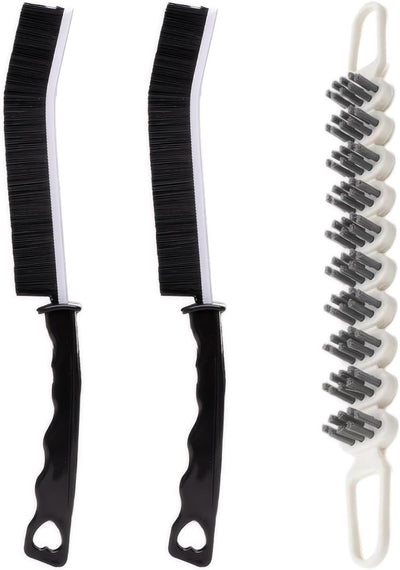 Cepillo hendiduras cerdas duras baño cocina 3uds negro blanco