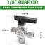Válvula compresión 3 vías acero inox 304 1/8pulg