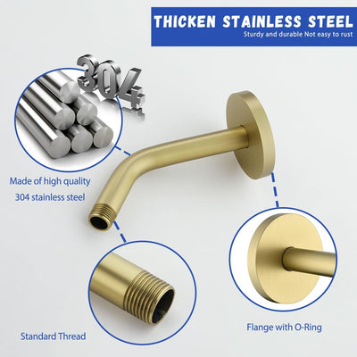 Soporte cabeza ducha inox oro cepillado pared tubo baño