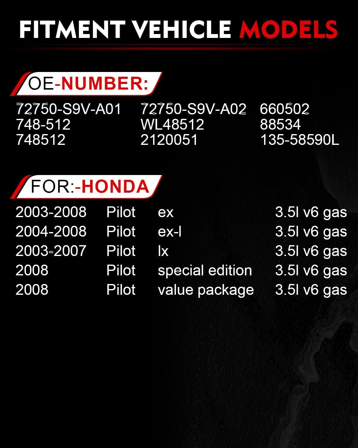Elevalunas eléctrico trasero izquierdo para Honda Pilot 03-08