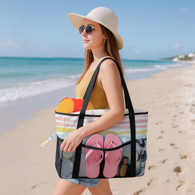 Bolso playa impermeable 8 bolsillos con cremallera plegable