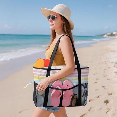 Bolso playa impermeable 8 bolsillos con cremallera plegable