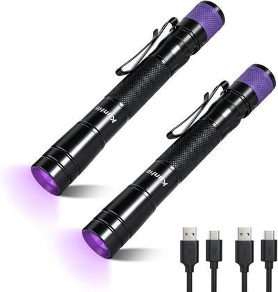 2 Lámparas UV 395nm Recargables con Clip Impermeable