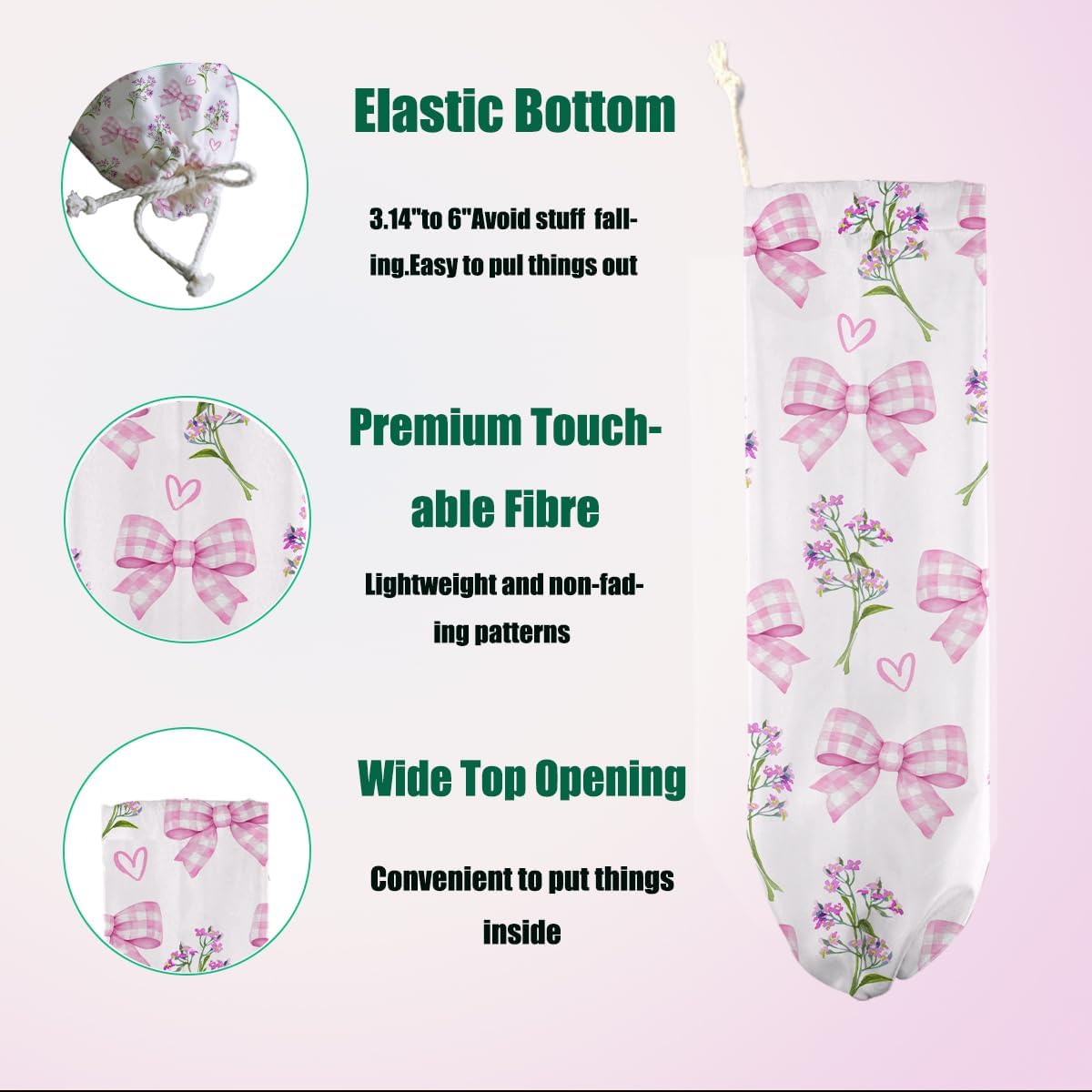 Soporte bolsas plástico reutilizables diseño corazón flores