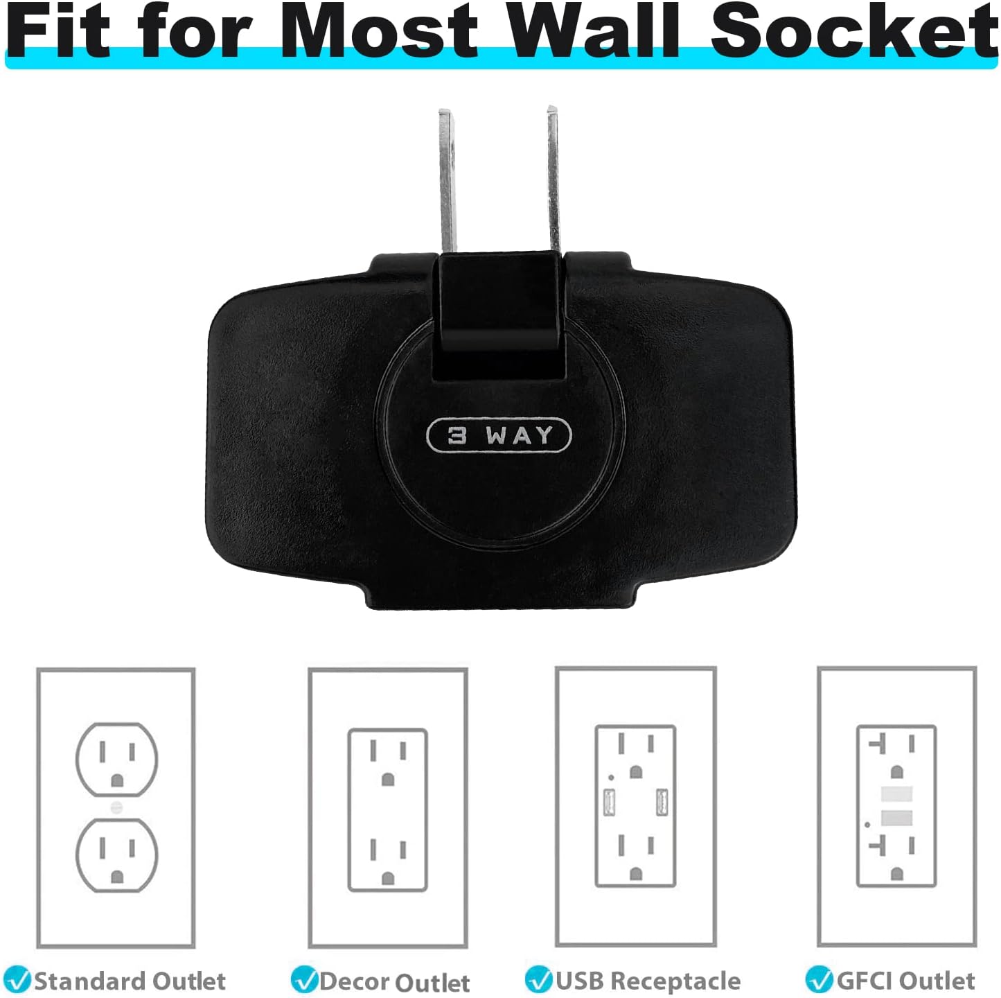 Adaptador pared tipo A salida múltiple negro
