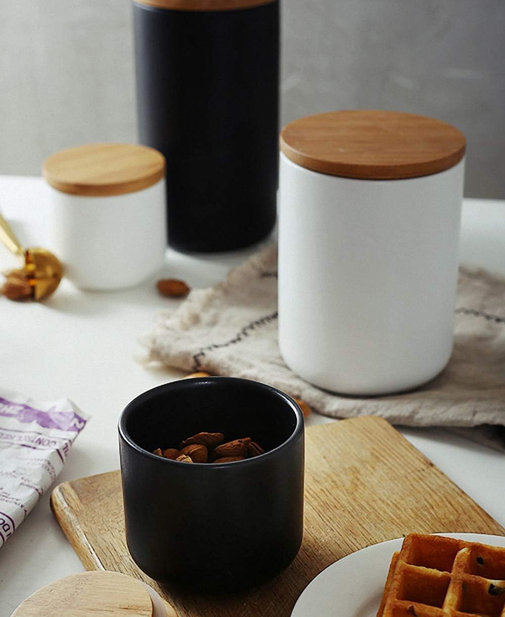 Azucarero cerámica con tapa madera dispensador sal