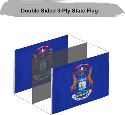 Bandera Michigan 3x5" doble cara 3 capas nailon resistente