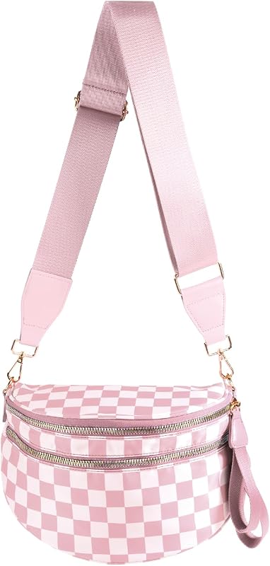 Bolsa cinturón seguridad a cuadros blanco y negro mujer