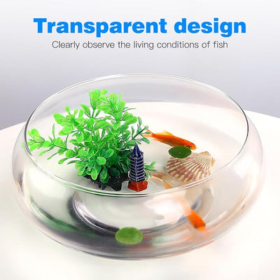 Jarrón transparente para peces y maceta plástico