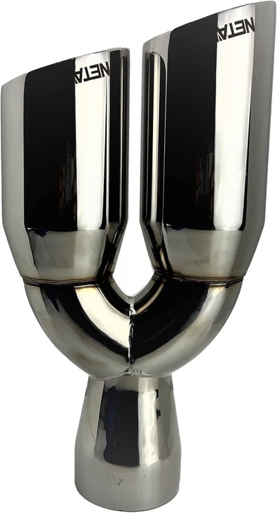 Punta escape acero inox 3-3.5" doble salida cromado