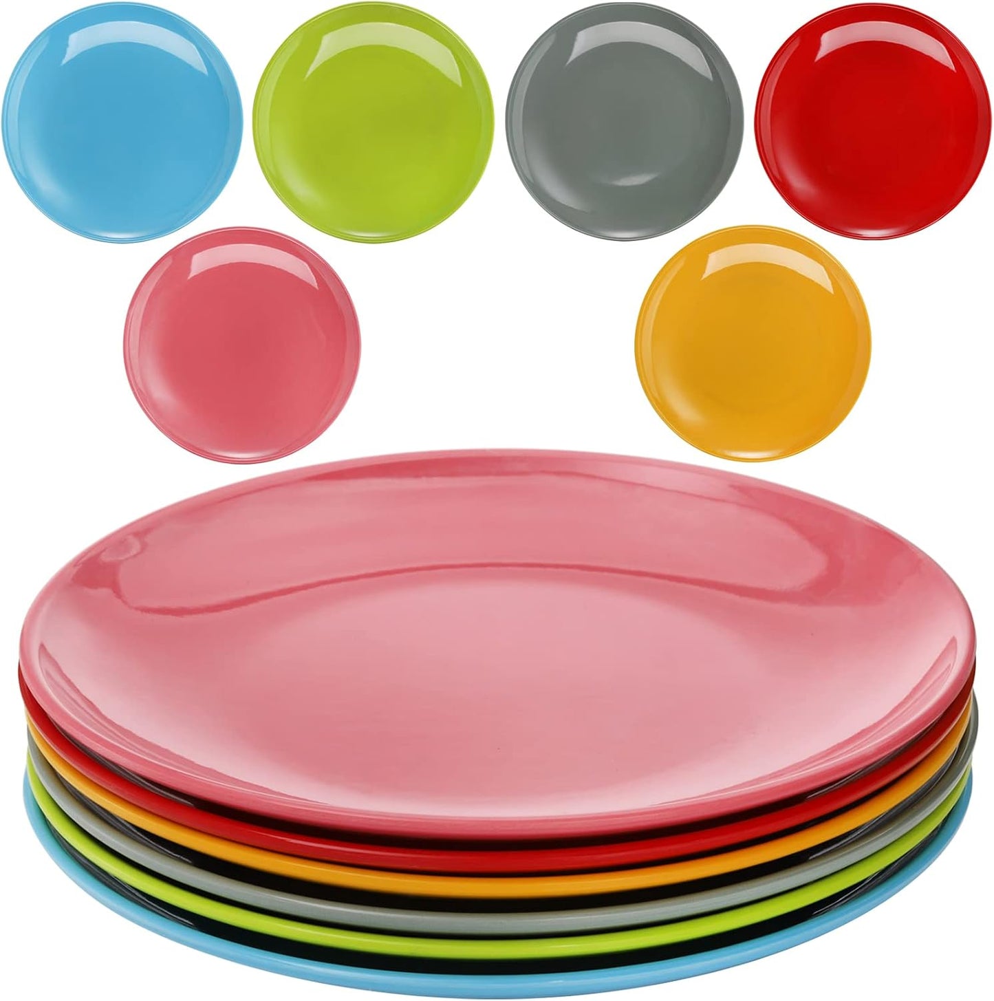 6 Pzas Platos Melamina 11pulg Plano Multicolor
