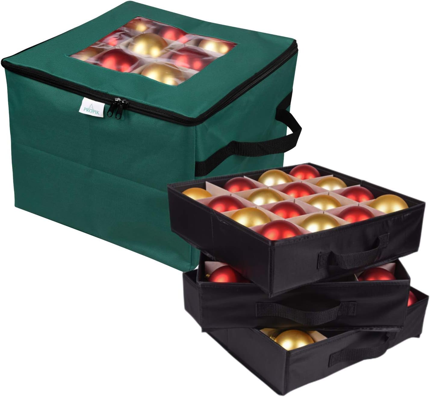 Caja almacenamiento esferas navideñas 3 bandejas 48 unidades