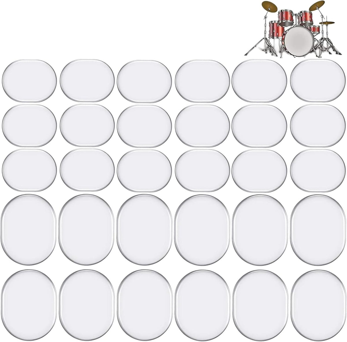 30 Almohadillas Gel Tambor Multicolor Silenciosas