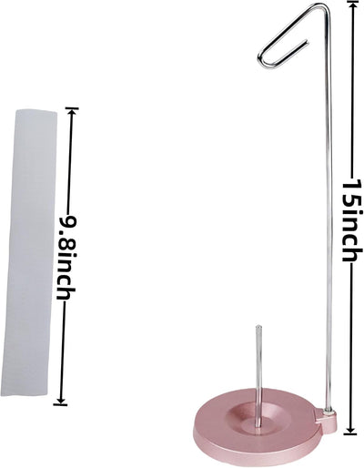 Soporte carrete costura con llave y protector rosca hilo base metal rosa