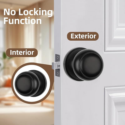 Pomo puerta redondo interior negro mate para dormitorio baño