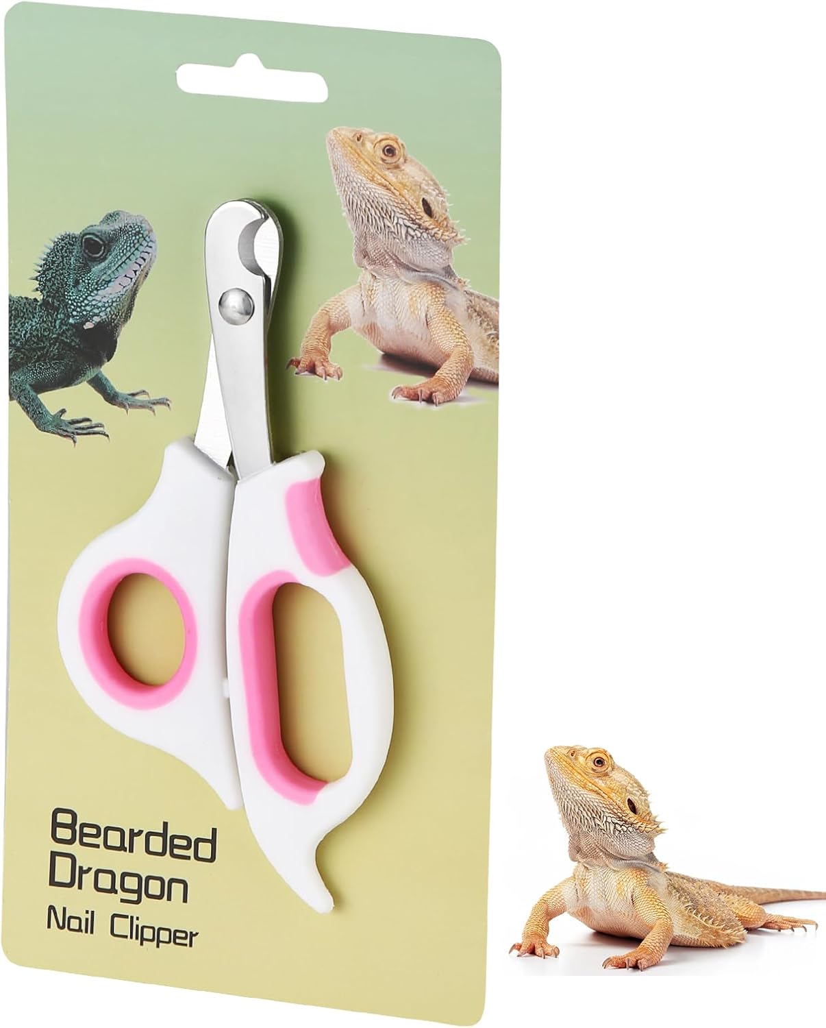 Cortauñas acero inox con punta dragón barbudo blanco rosado