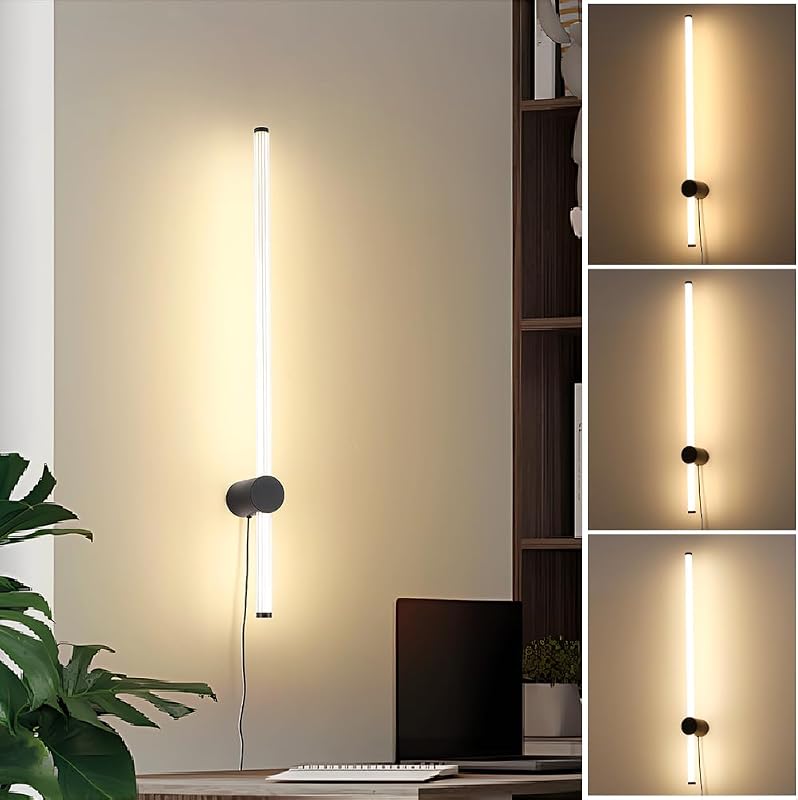 2 Pack Apliques Pared Led Negro 31.5pulg Interruptor