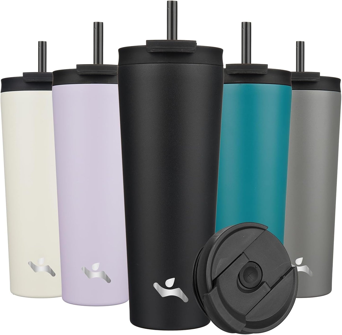 Vaso térmico acero inox con tapa 2 pajillas color negro