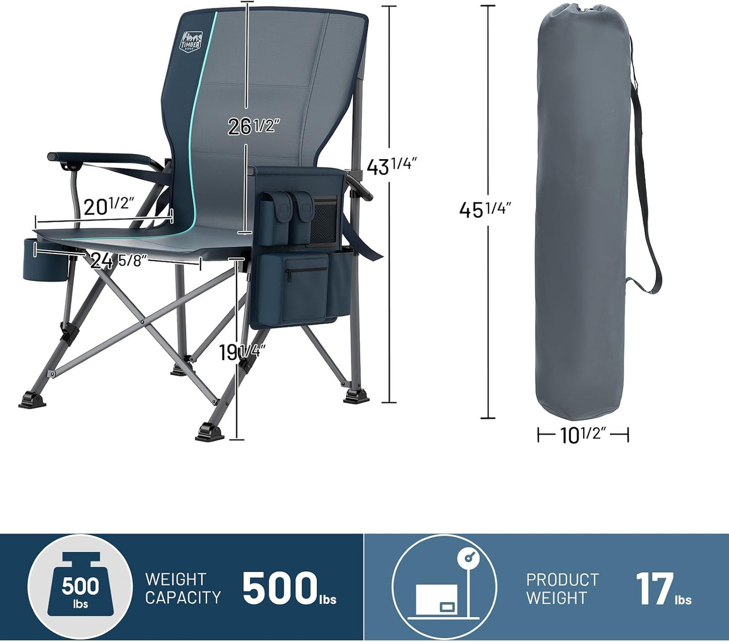 Silla campamento plegable gran tamaño respaldo ajustable