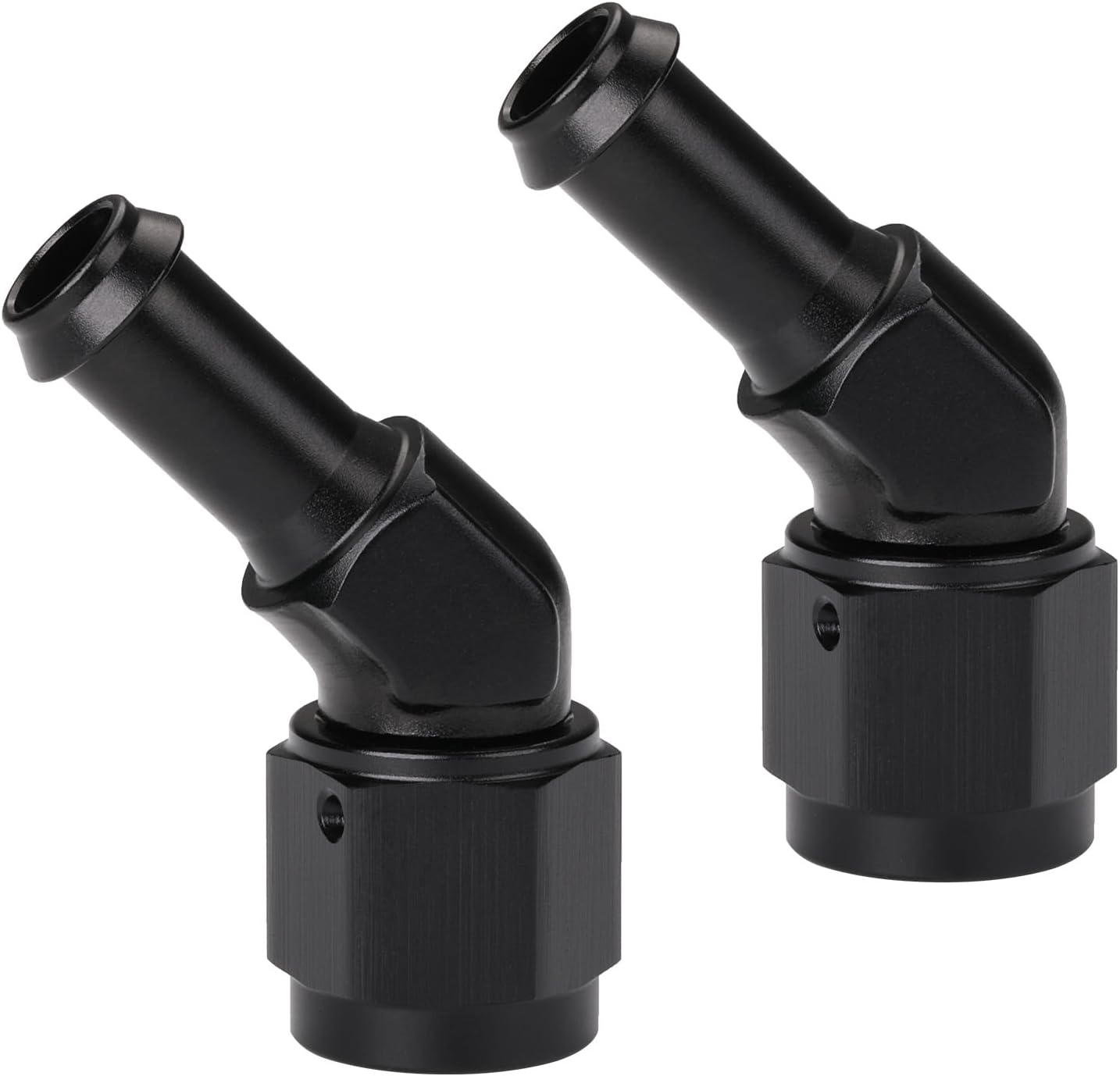 Adaptador manguera giratoria 45grados aluminio negro 2pzas