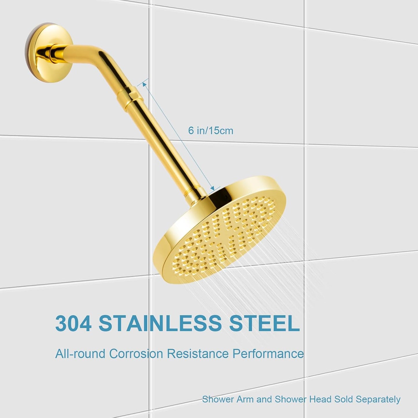 Extensión de ducha acero inox 304 color dorado 6pulg