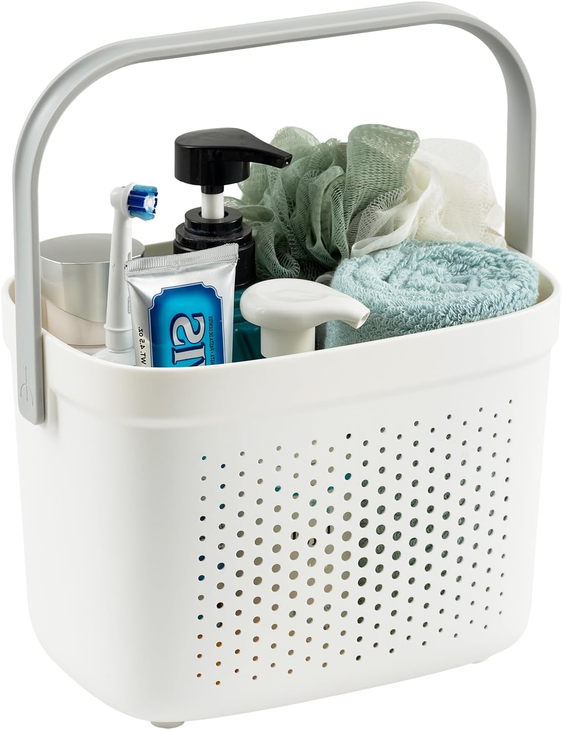 Cesta portátil para ducha plástico asa gris