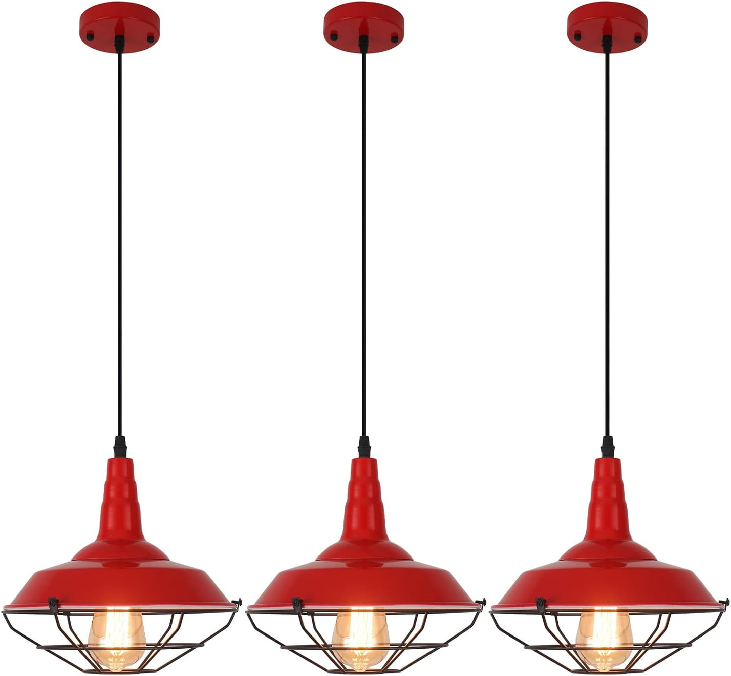 Lámpara colgante rústica roja 10.5pulg cocina isla