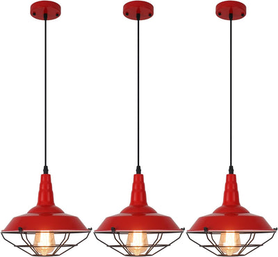 Lámpara colgante rústica roja 10.5pulg cocina isla