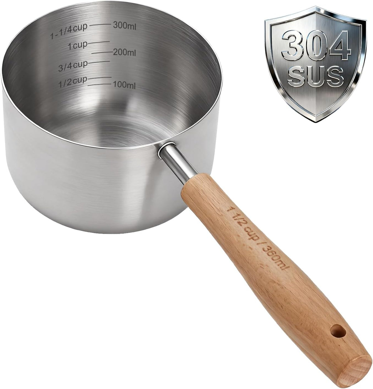 Cucharada comida mascotas con taza acero inox 18/8 medidor