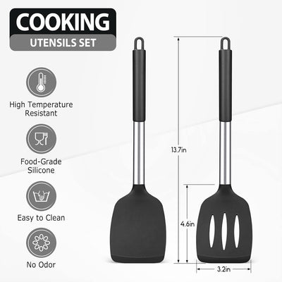 2 Pzas Espátulas Silicona Antiadherentes Negro