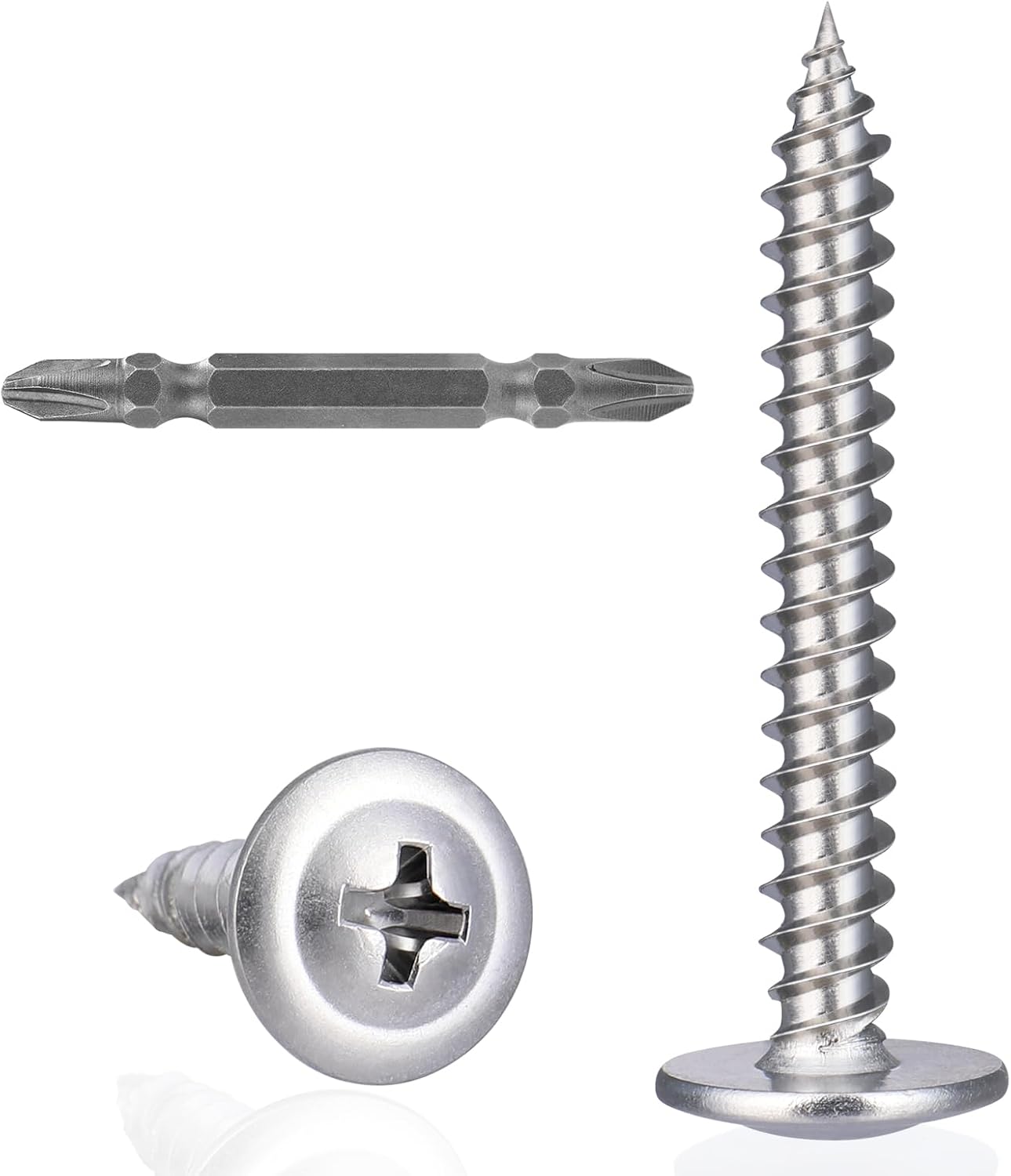 Tornillos madera #8x1-3/4 acero inox 410 autorroscantes 110uds