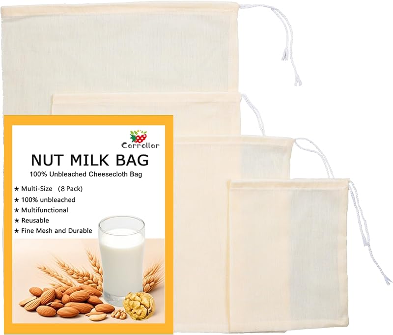 8 Pzas Bolsas Muselina Reutilizables para Yogur Queso
