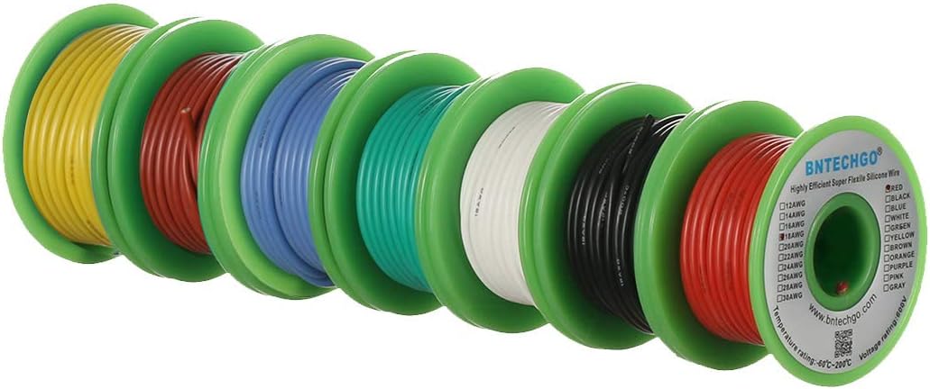 Kit alambre silicona 18 colores 18 AWG 50 pies