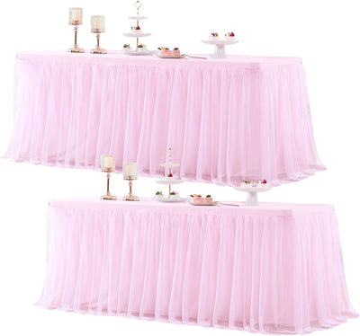 Manta tul rosa para mesa rectangular 8ft fiesta boda