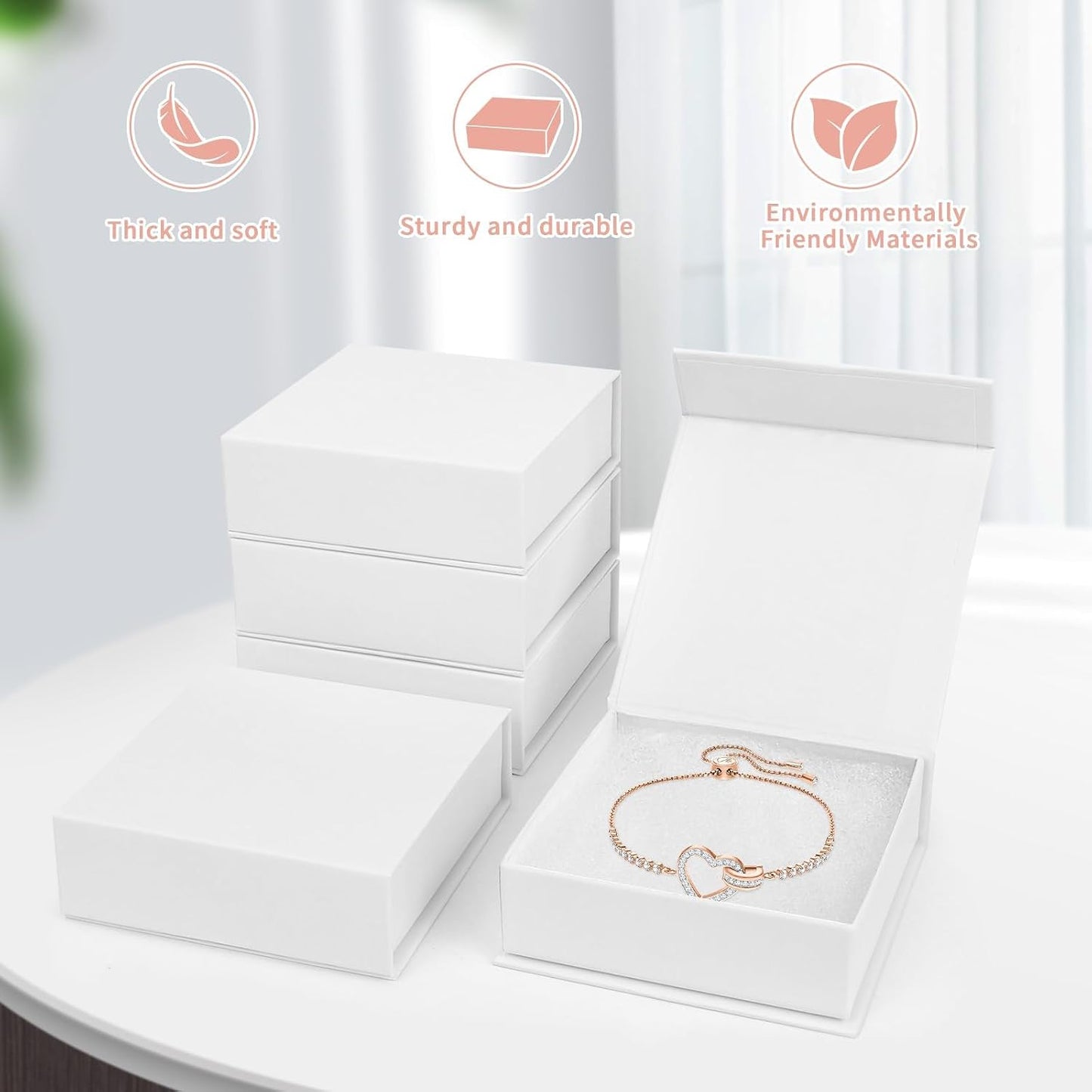 Cajas regalo 5 Pzas 3.5x3.5" para joyería blanca