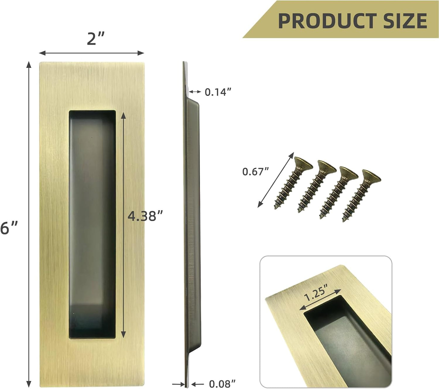 Manijas puerta bolsillo tirador latón antiguo 6pulg
