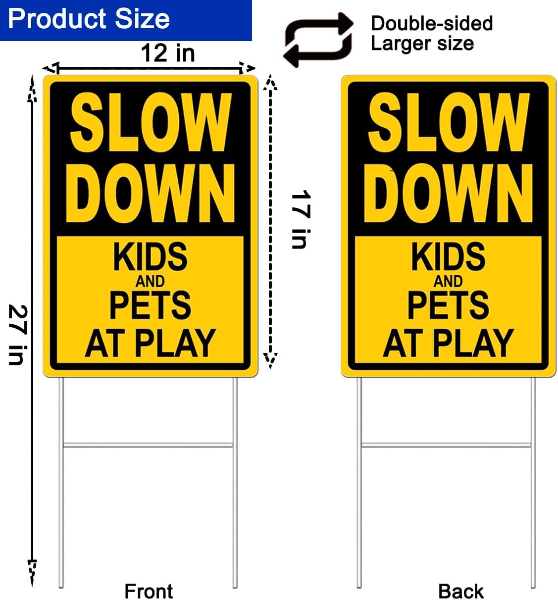 Letrero amarillo 12x17" Slow Down Mascotas
