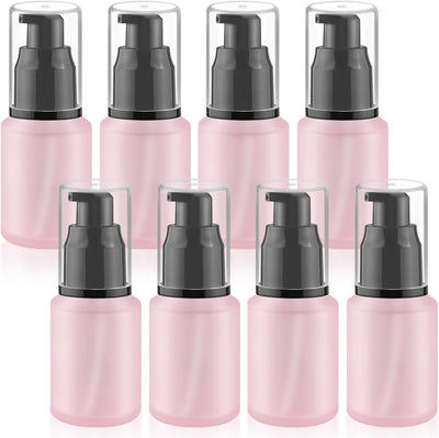 8 Frascos Vidrio Esmerilado 1oz con Bomba Plástico para Tocador