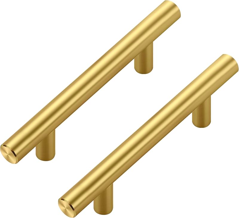 30 Manijas Tiradores Dorado Acero Inox 3" Barra T